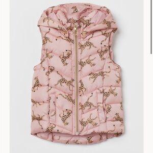 H&M puffer leopard vest 2-4y with hood